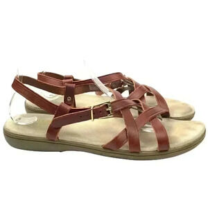 Bass Sunjuns Sandals size 10 brown leather strappy vintage 80s 90s festival